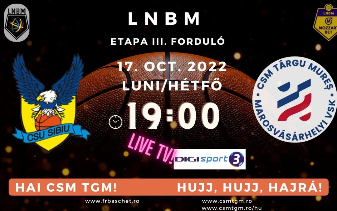 BASCHET: Jucăm luni la Sibiu, meciul este televizat!